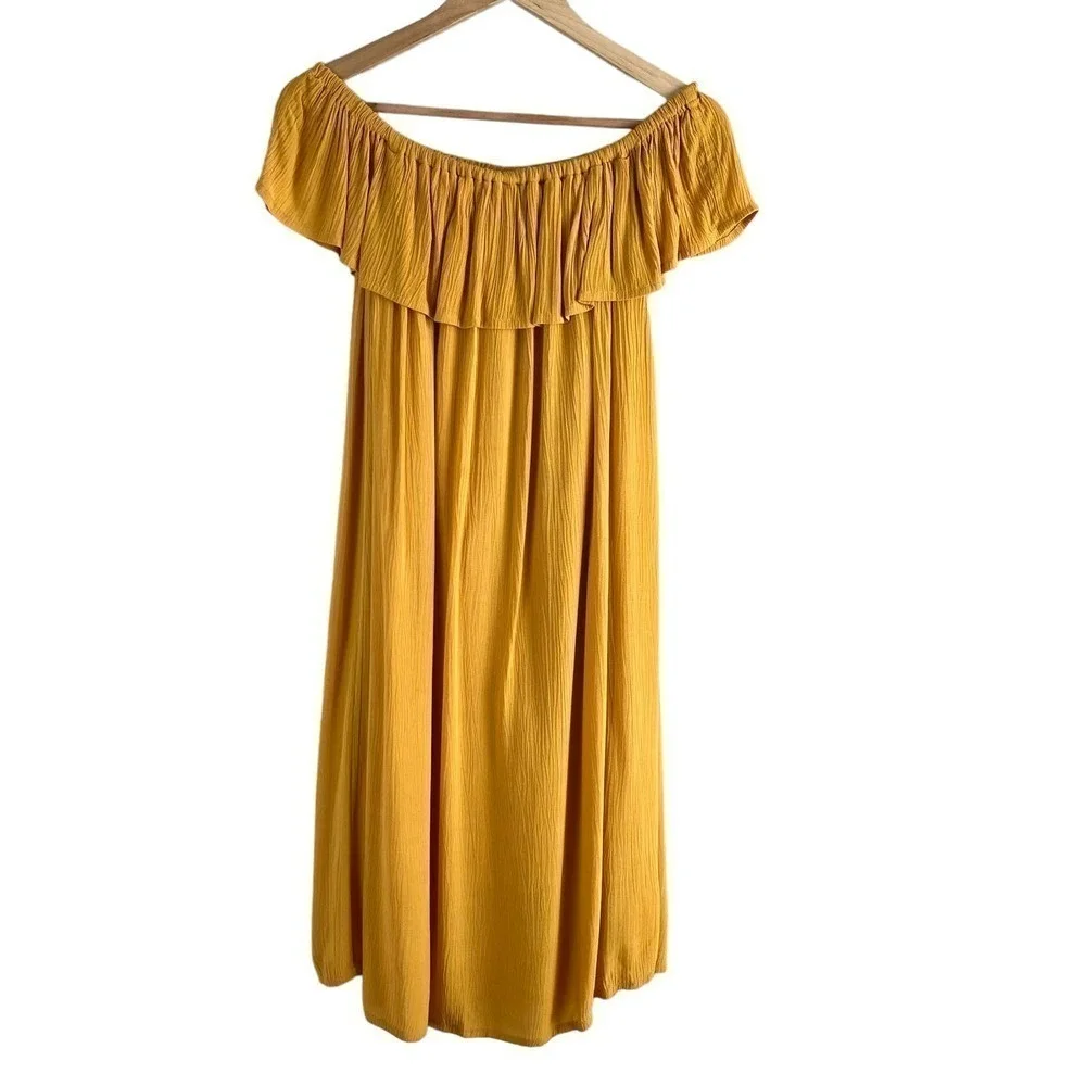Ichi Marrakech Off-The-Shoulder Ruffle‎ Dress in Yellow, Size XS - Picture 2 of 14